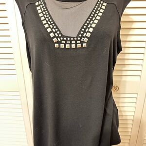 Peter Nygard Black Sleeveless Blouse with Stud Accents